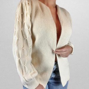 Cream Knit Pearl Cardigan